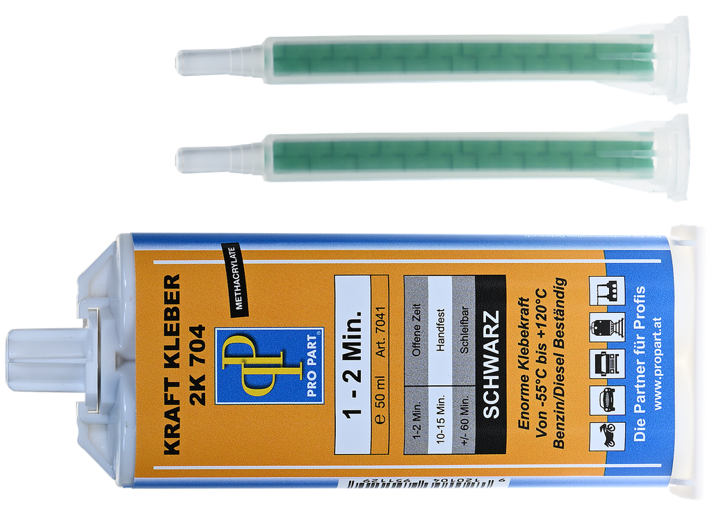 [7041] Pro Part 2K-Kraftkleber Schwarz inkl. 2 Stk. Mischdüsen