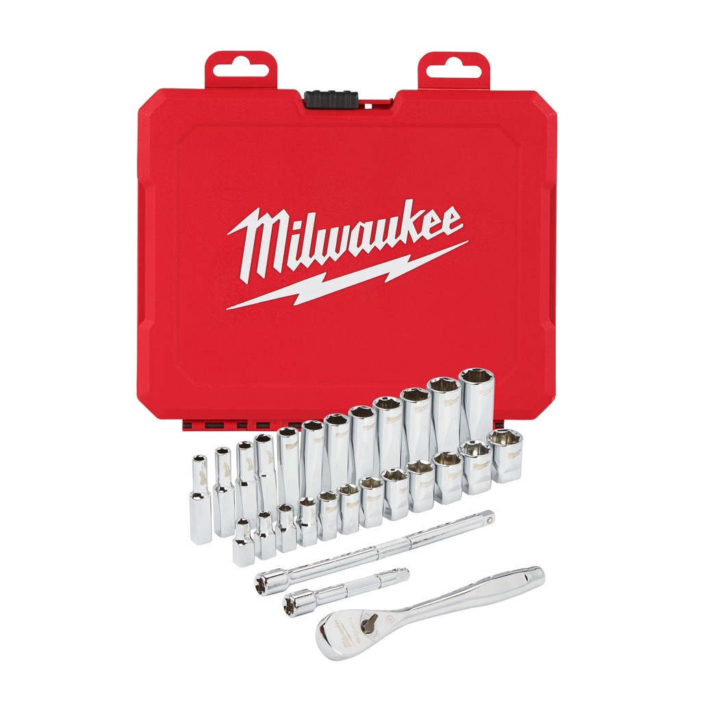 MILWAUKEE Ratschen- und Steckschlüsseleinsatz Set 1/4" metrisch