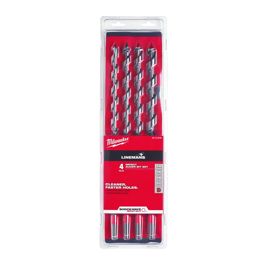 [48136780] MILWAUKEE SHOCKWAVE Schlangenbohrer-Set 4-teilig