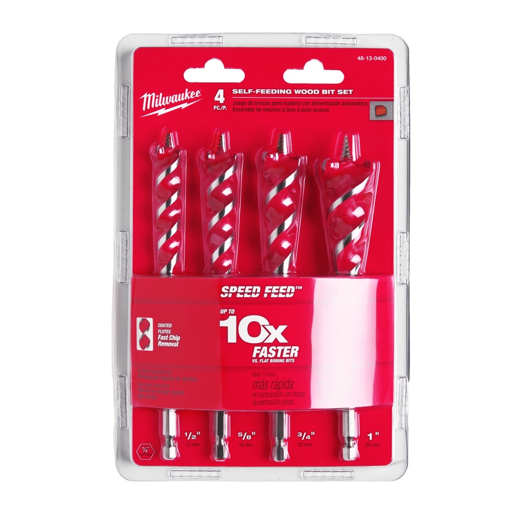 [4932479477] MILWAUKEE SPEED FEED Holzbohrer Set 4-teilig