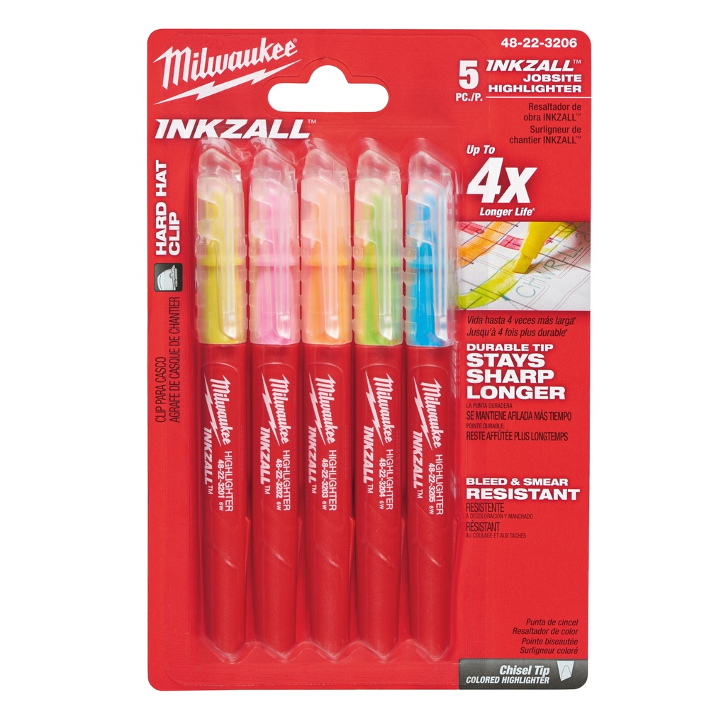 [48223206] MILWAUKEE INKZALL Leuchtmarker Set 5-teilig