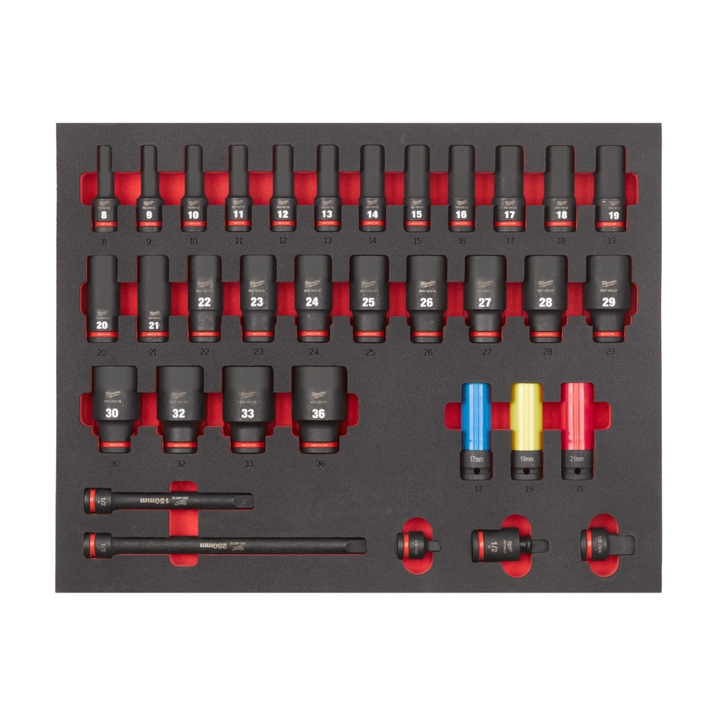 [4932493394] MILWAUKEE 1/2" SHOCKWAVE Schlagnüsse lang Einlage