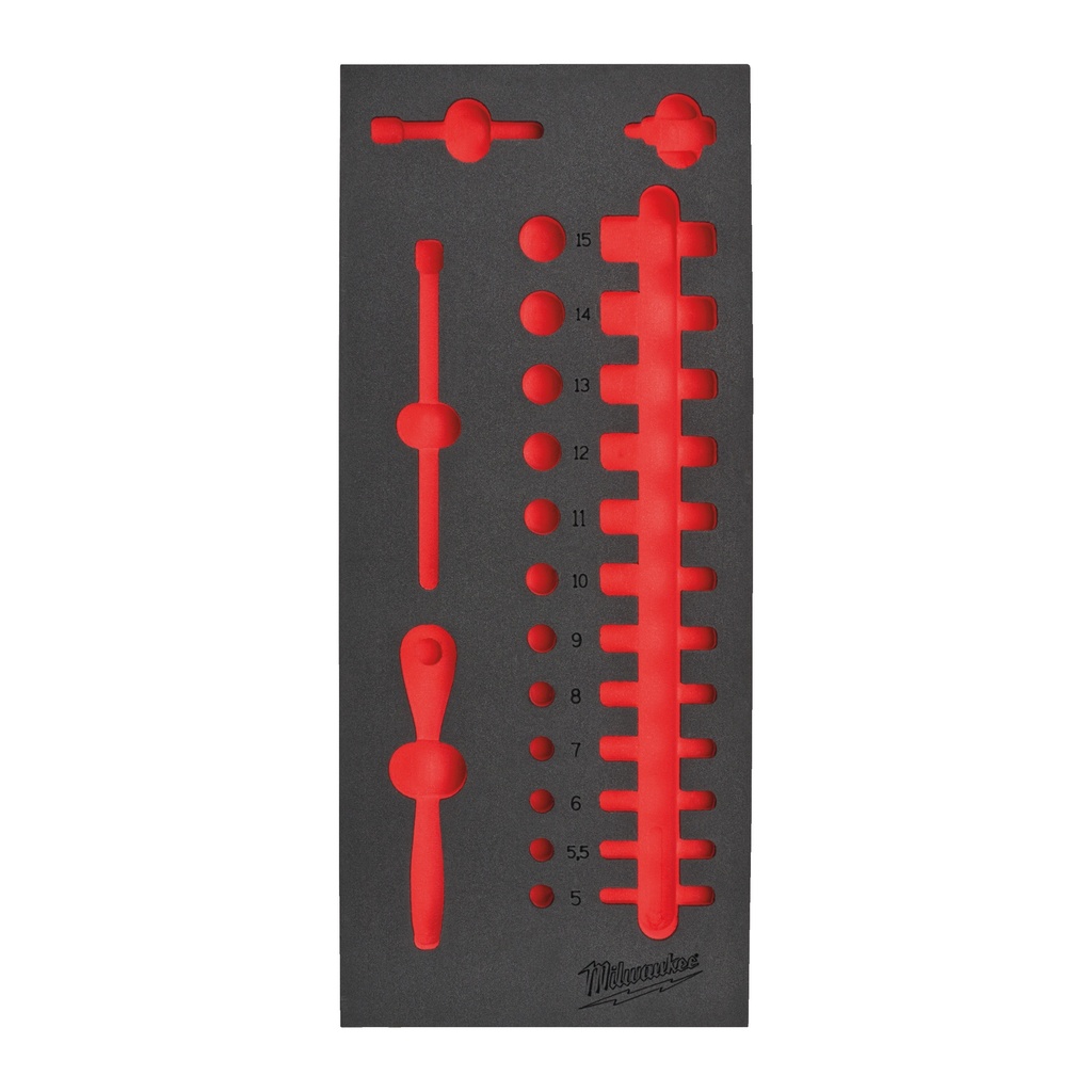 [4932493662] MILWAUKEE Ersatz-Einlage 1/3 (für 1/4" Ratsche und Steckschlüsseleinsätze, für Werkstattwagen 78 cm (Einlage 1/3))