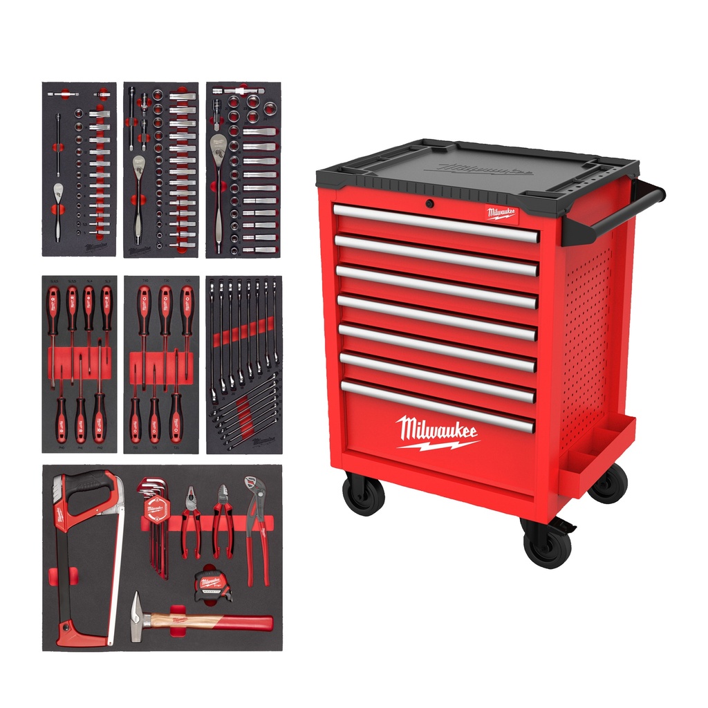 [4932499182] MILWAUKEE 27" / 69 cm TOOLGUARD Werkstattwagen mit Werkzeugbestückung (131-teilig (27" / 69 cm TOOLGUARD Werkstattwagen mit Werkzeugbestückung))